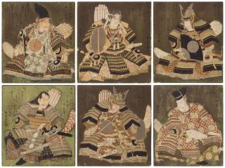 Yashima Gakutei - A complete set of six surimono of the series Warriors as the Six Famous Poets (Buke Rokkasen)