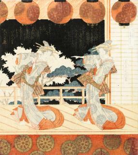 Yashima Gakutei - Number one: Two dancers