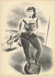 Yasuo Kuniyoshi - Circus Performer Balanced on a Ball--(Circus Ball Rider) (Davis L-49)