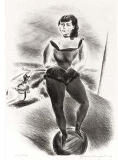 Yasuo Kuniyoshi - Circus Performer Balanced on a Ball - (Circus Ball Rider) (Davis L-49)
