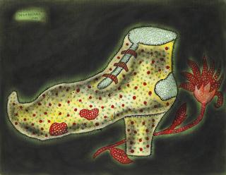 Yayoi Kusama - Red Flower and a Shoe