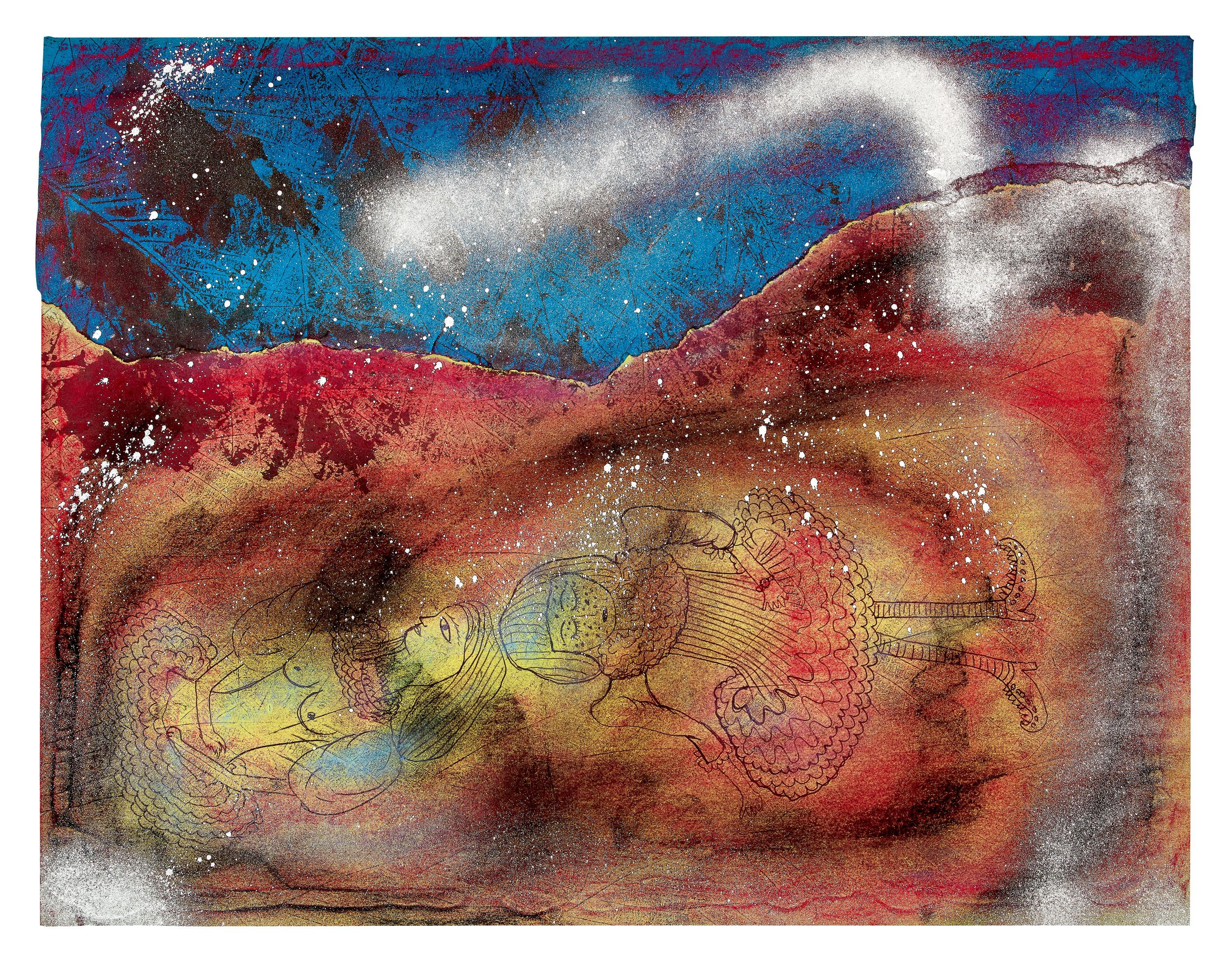 Yayoi Kusama - Two Person In The Sunset(Painted In 1977)