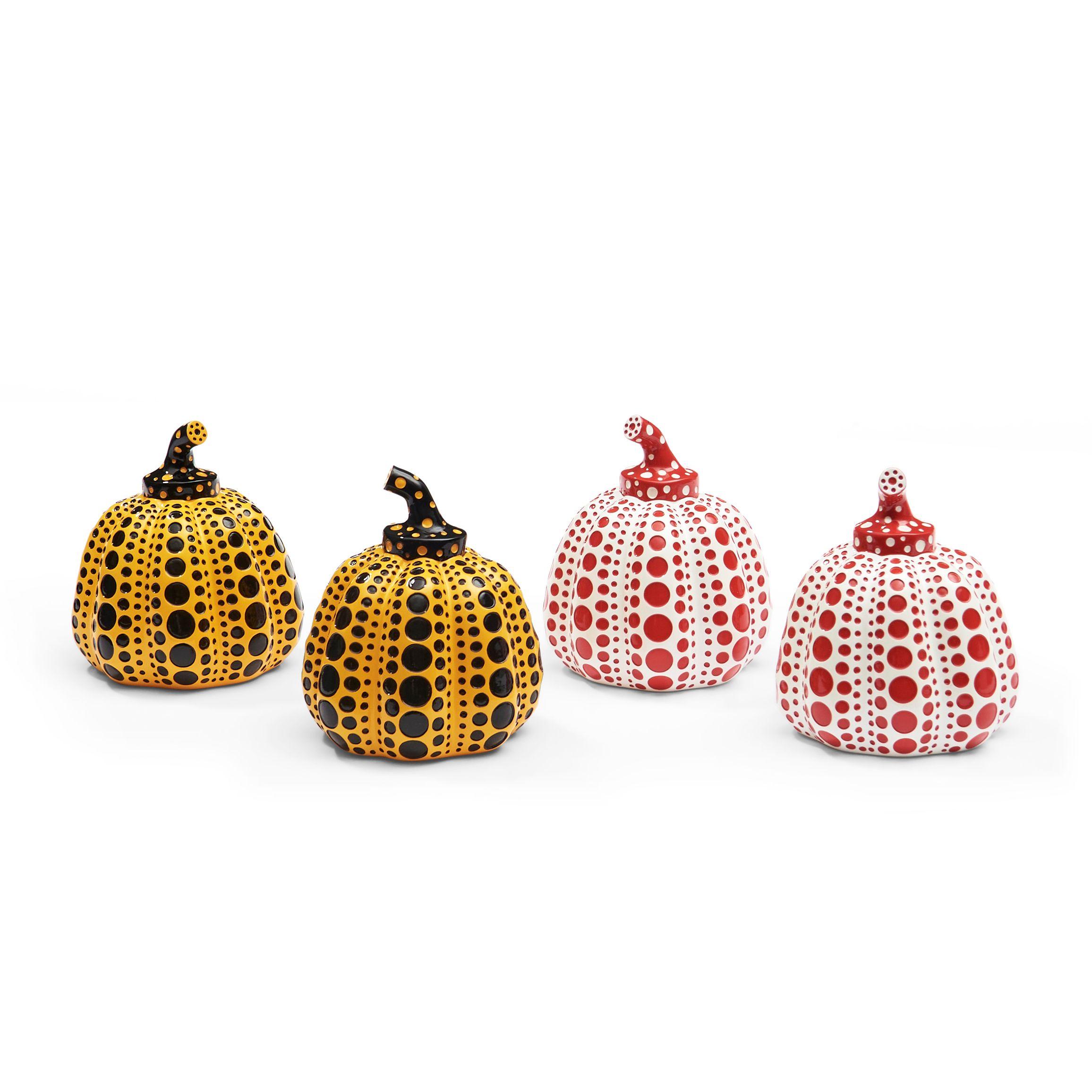Yayoi Kusama - Two Yellow and Black Pumpkins and Two White and Red Pumpkins