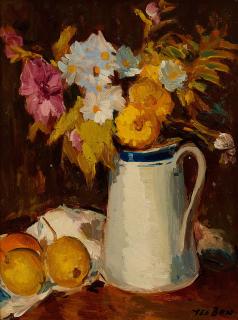 Yee Bon - Flowers in jar and fruits