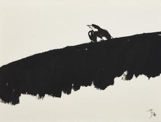 Yeh Shih-Chiang - Crested Mynah On Banana Leaves