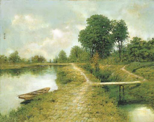 Yen Wenliang - Landscape by the riverside