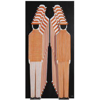 Yiannis Gaitis - Greek Orange And White Men On Black Background