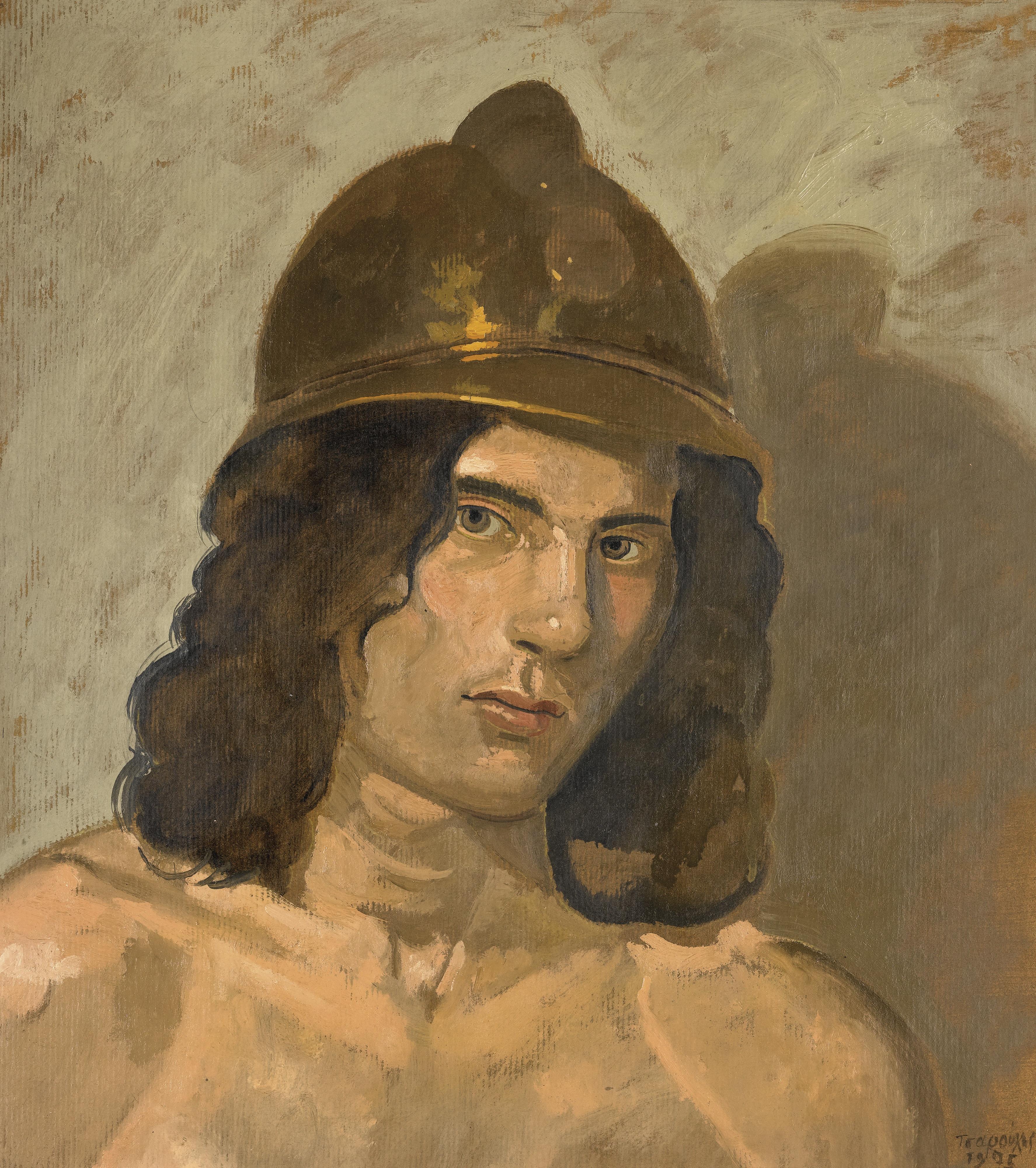 Yiannis Tsarouchis - Greek young Man With Helmet (Portrait Of Alain)