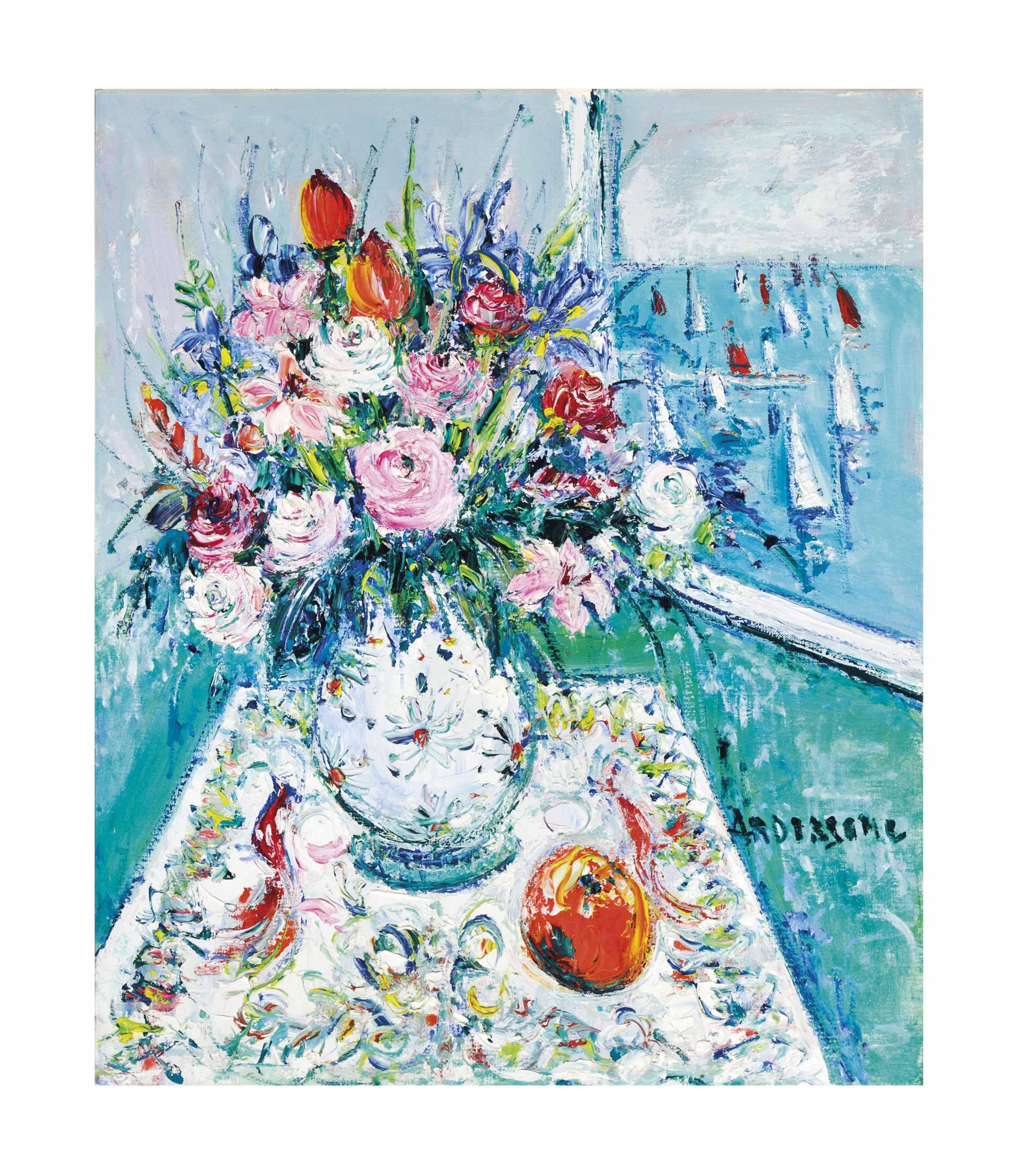 Yolande Ardisonne - Bouquet devant la mer