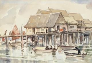 Yong Mun Sen - Village scene along the river