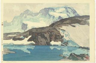 Yoshida Hiroshi - Buraitohorun-Zan/Breithorn, 1925  Rugano-Machi/Lugano, 1925  Hirosaki-Jo/Hirosaki Castle, From The Series Sakura Hachidai (Eight Views of Cherry Blossoms), 1925  Sekishozan (Shizhongshan), 1940