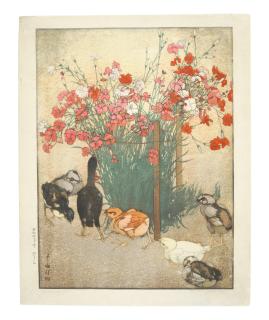 Yoshida Hiroshi - Chickens and in the block Hiyoko (Chicks)
