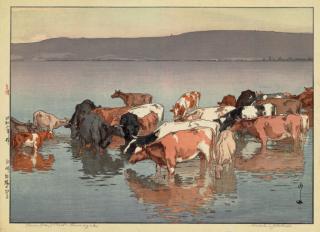 Yoshida Hiroshi - Numazaki bokujo no hiru (Noon day\'s rest, Numazaki), 1927