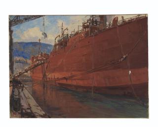 Yoshida Hiroshi - Ship at Harima Shipyard
