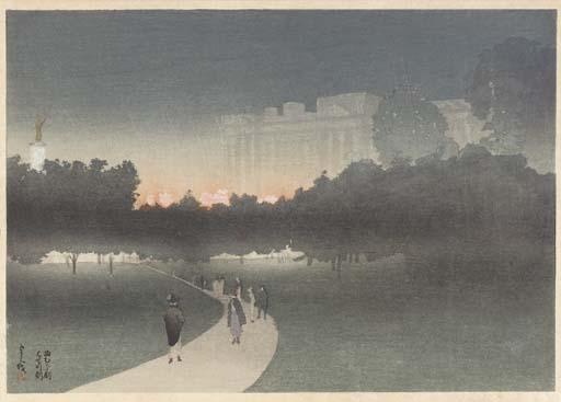 Yoshio Markino - Green Park with Buckingham Palace in the Background
