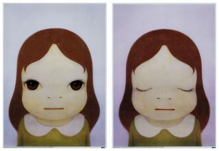 Yoshitomo Nara - Cosmic Girls: Eyes Opened / Eyes Closed (2 Works)