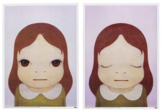 Yoshitomo Nara - Cosmic Girls: Eyes Opened / Eyes Closed (Two Works)
