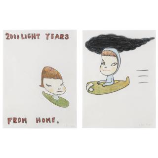 Yoshitomo Nara - (I) Untitled (2000 Light Years From Home); (Ii) Untitled (Rain Cloud)