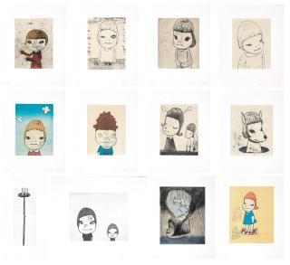 Yoshitomo Nara - Running Nose Brothers; Y.N. (Self -Portrait); Green Eyes; Night Walker; On the F-word; Rainy Day; Stay Good; Straight Jacket; Spockie; Haze Day; Top of the World; & Become to Thinker