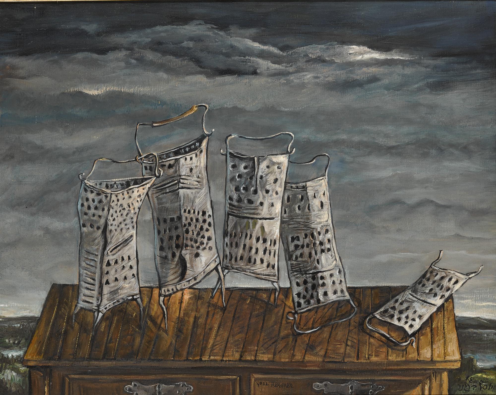 Yosl Bergner - Five Graters In A Landscape