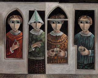 Yosl Bergner - Four in a Wall