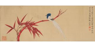 Yu Fei\'An - Bird and Red Bamboo, 1951