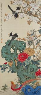 Yu Fei\'An - Magpies, Pheasant And Flowers