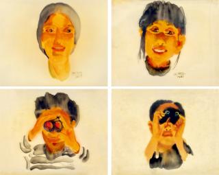 Yu Hong - Girl; Red Boy; Look; Look (Set Of Four Pieces)(Painted In 2007)