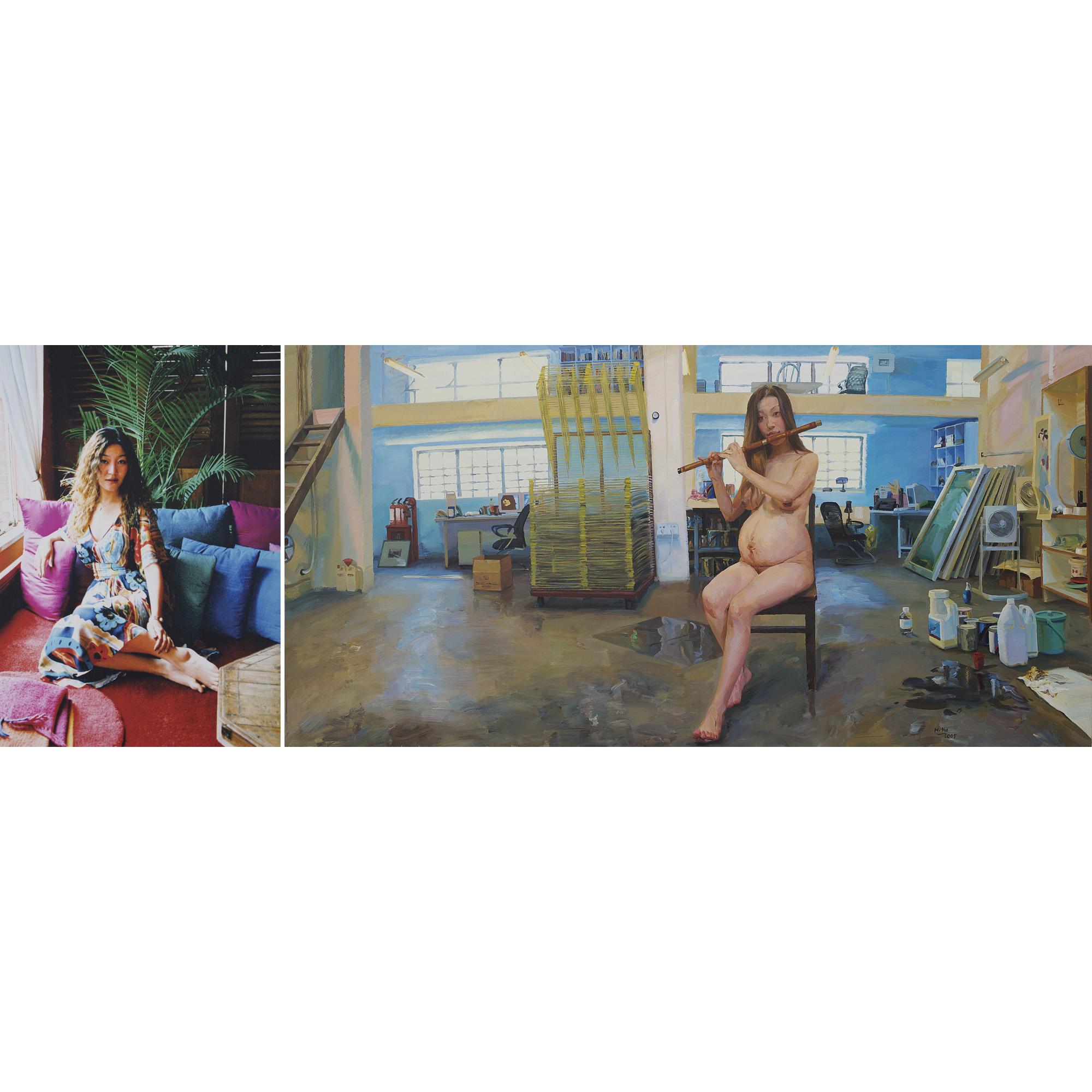 Yu Hong - She - Yiru Rong, Flute Player (Set Of Two)