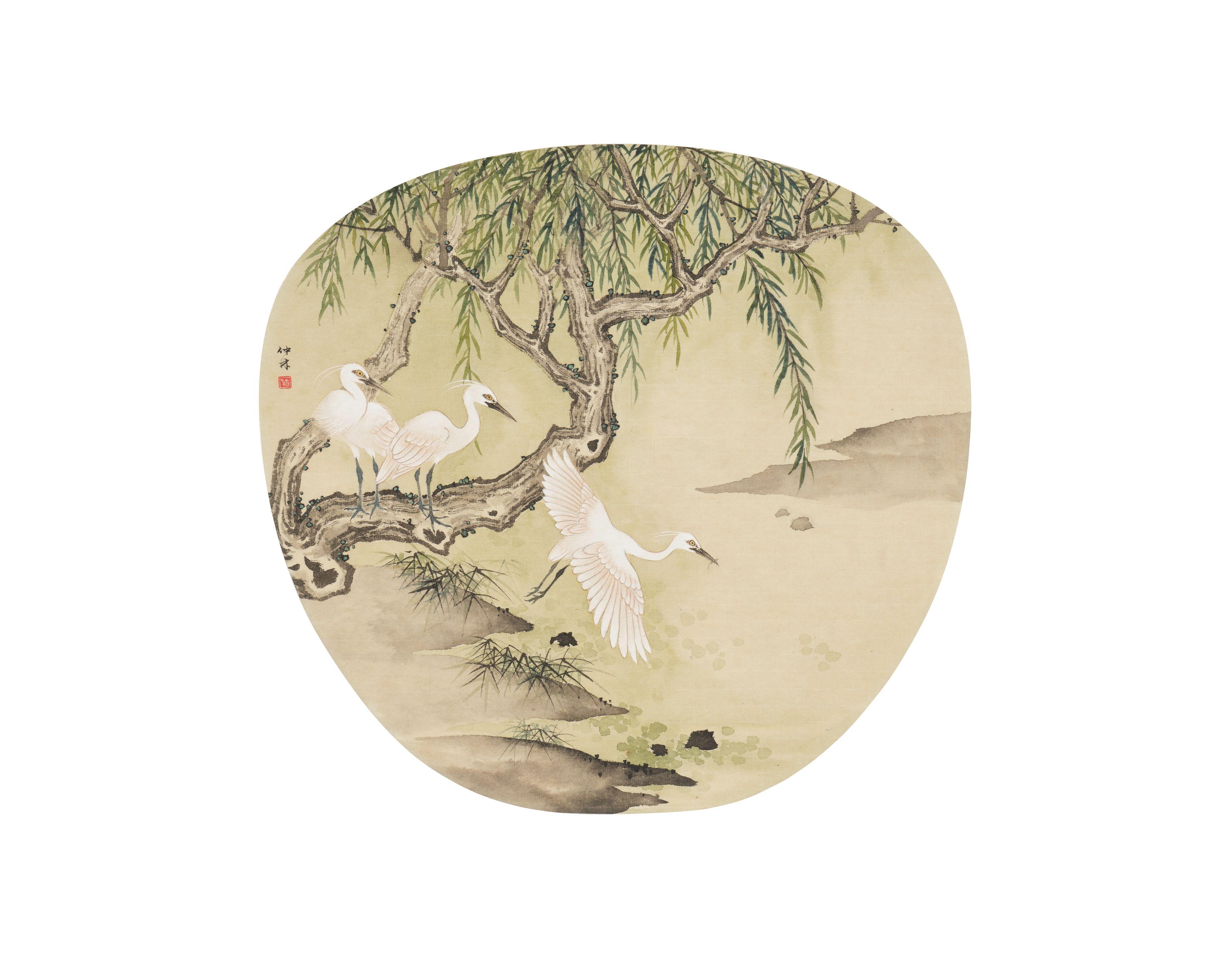 Yu Zhonglin - Willow and Egrets