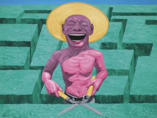 Yue Minjun - Maze Series-Looking for Paradise-Gardener
