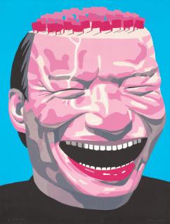 Yue Minjun - Red Flags Waving