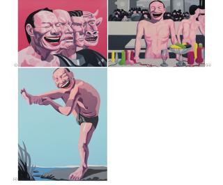 Yue Minjun - Revolutionary; Crane; Hello Manet (Three Works)