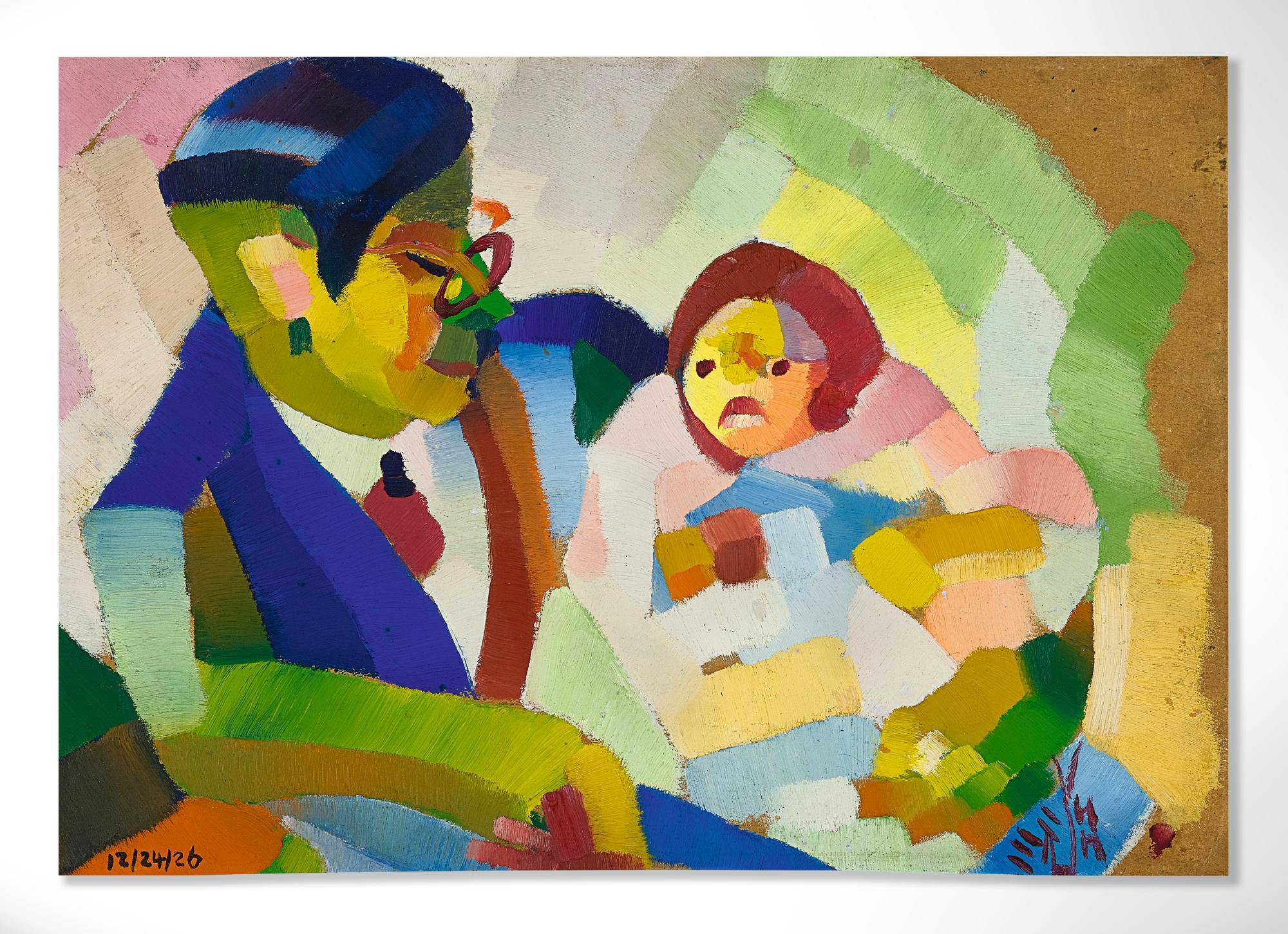 Yun Gee - Man Holding Baby