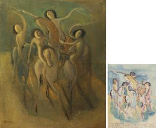 Yun Gee - Nudes on Horseback