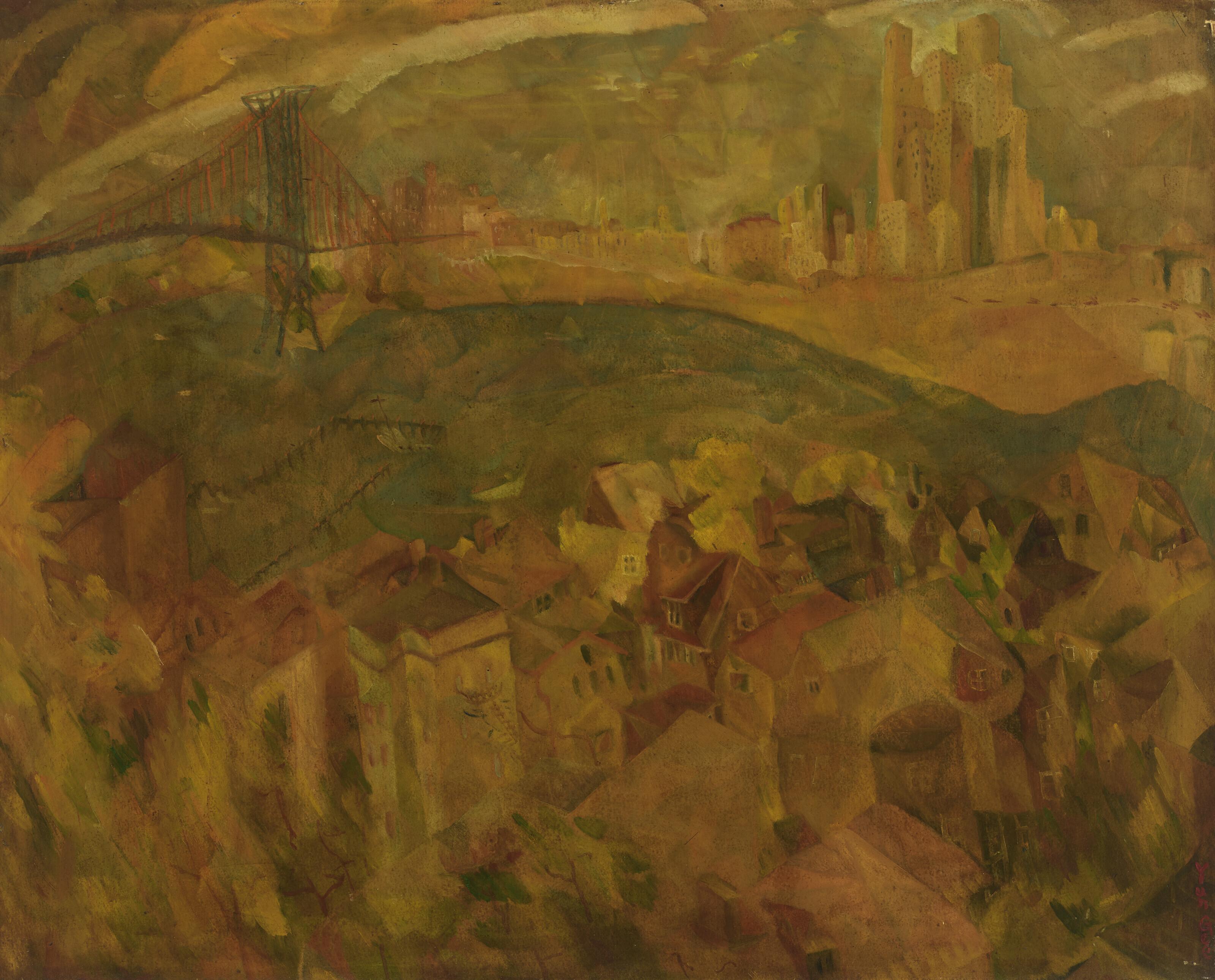 Yun Gee - Paysage (Washington Bridge)
