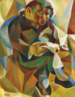Yun Gee - Seated Man Reading