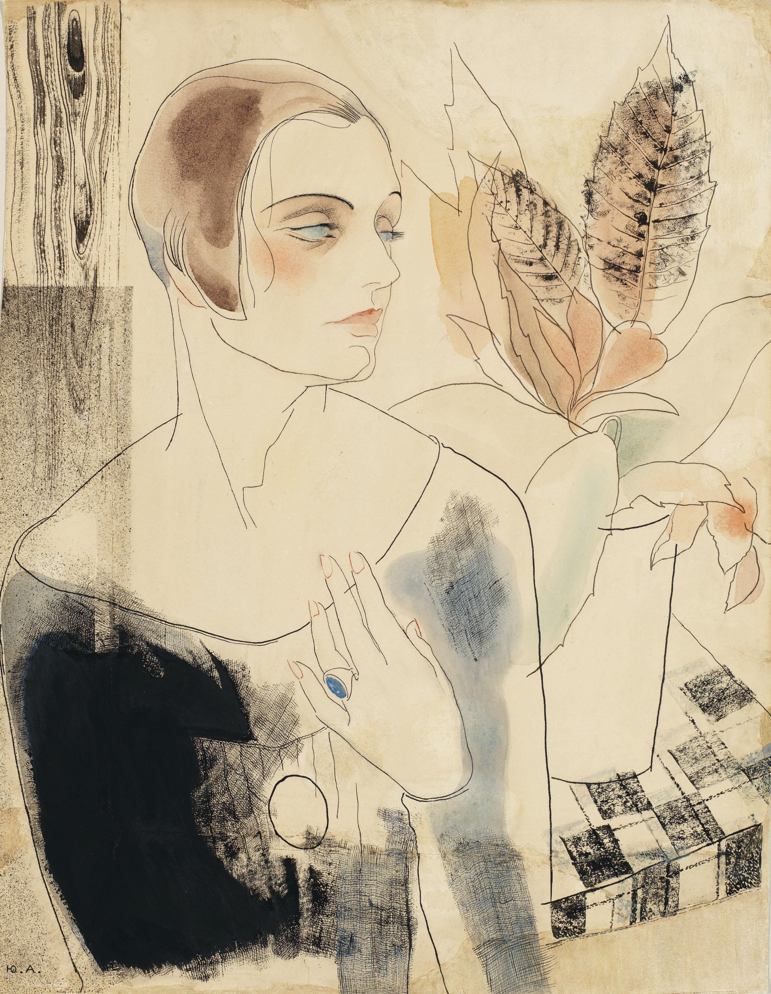 Yuri Annenkov - Portrait of Elena Komissarzhevskaia-Balieff (1895-1981)