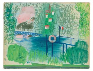 Yuri Annenkov - View of a French marina: \'Suzanne\'