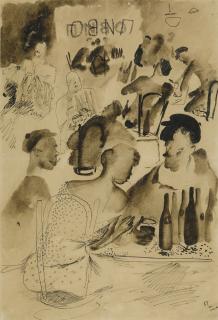 Yuri Ivanovich Pimenov - \'A New Round Of Beers Appeared On The Table\', Illustration For A Newspaper