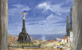 Yuri Ivanovich Pimenov - Four Set Designs For A Production Of Boris Lavrenev\'S Song Of The Black Sea Sailors