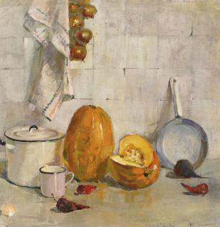 Yuri Ivanovich Pimenov - Still Life With Pumpkin And Pan