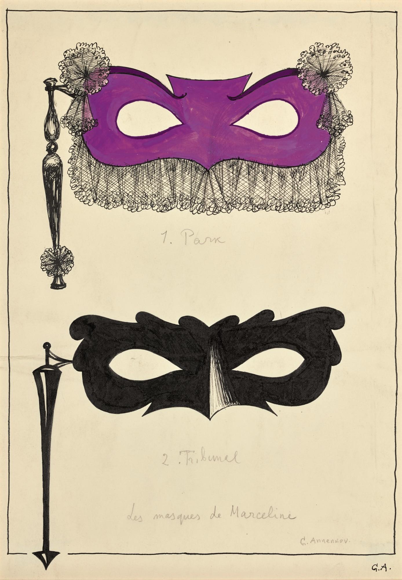 Yuri Pavlovich Annenkov - Designs For Eye Masks For The Marriage Of Figaro (Two Works)