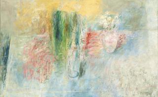 Yuri Pavlovich Annenkov - Still Life With Bottles And Flowers