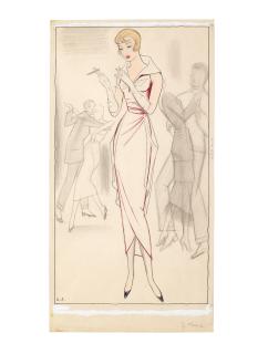 Yuri Pavlovich Annenkov - Two costume designs for Jacques Becker\'s film Montparnasse 19, 1958