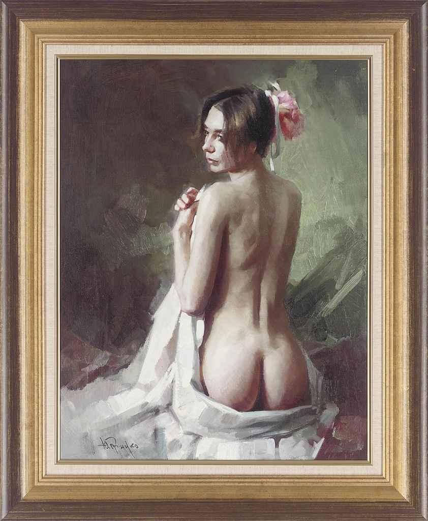 Yuriy Priyadko - Nude with a pink rose