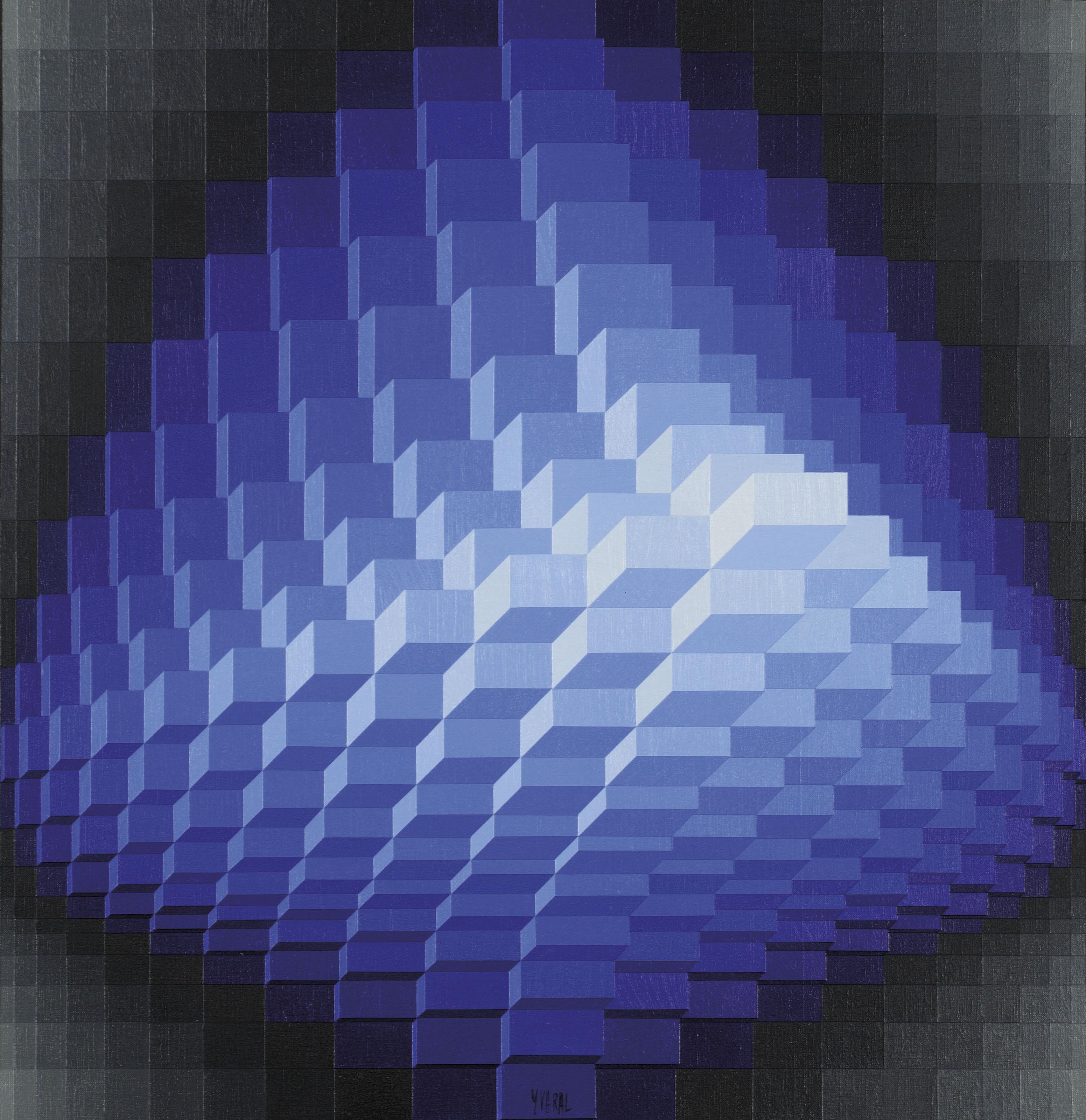 Yvaral - Structure Cubique bleue (Square Blue Structure)