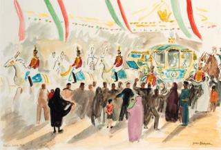 Yves Brayer - Défilé du carrosse après le sacre, Téhéran, octobre 1967