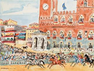 Yves Brayer - La course du Palio à Sienne