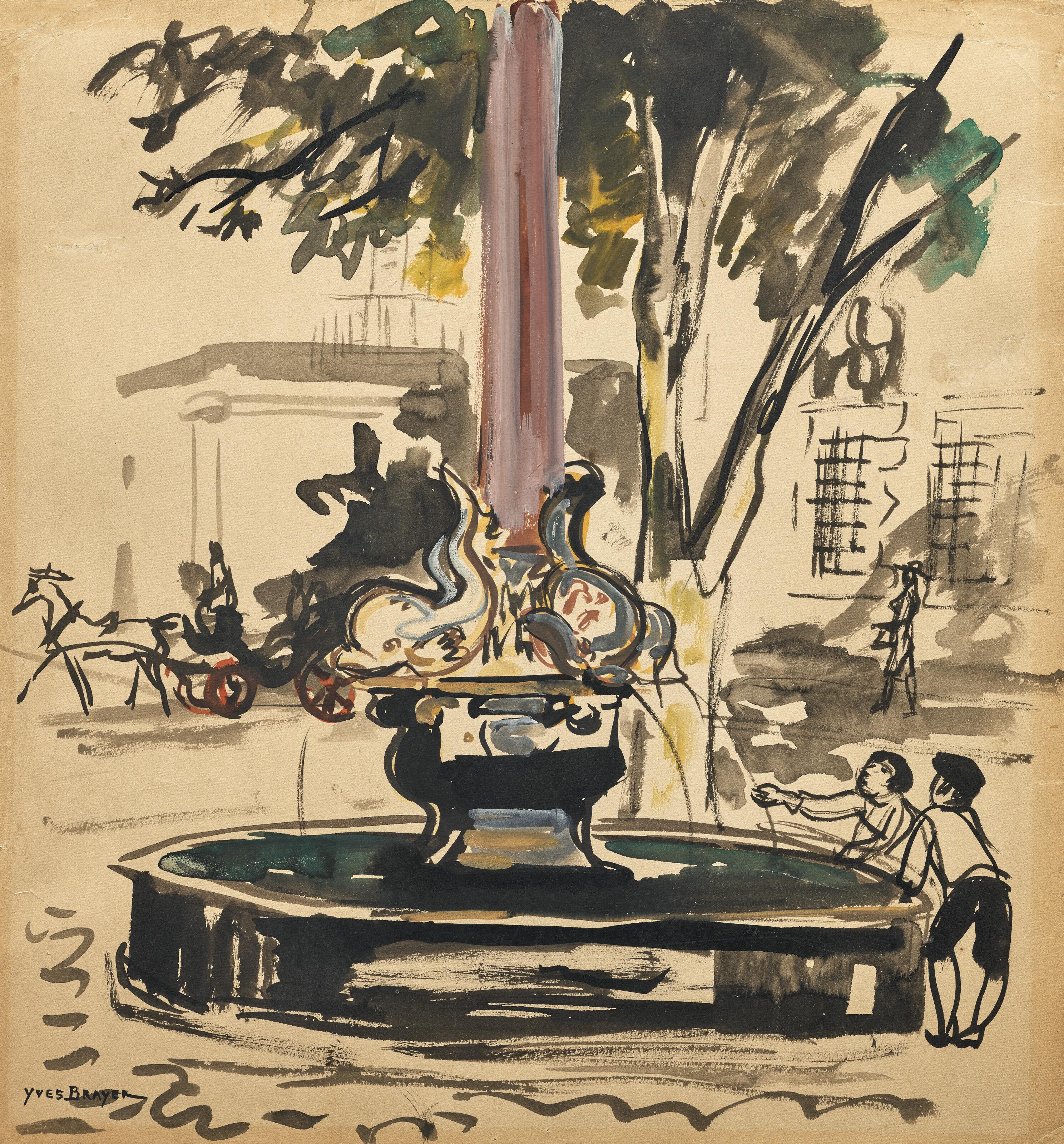 Yves Brayer - La Fontaine des quatre dauphins, Aix-en-Provence